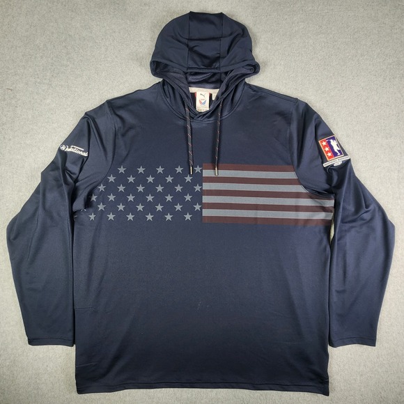 Puma Volition Stars & Stripes Hoodie Men's L Blue Inspiring Warrior Golf UPF 50 - Picture 1 of 16